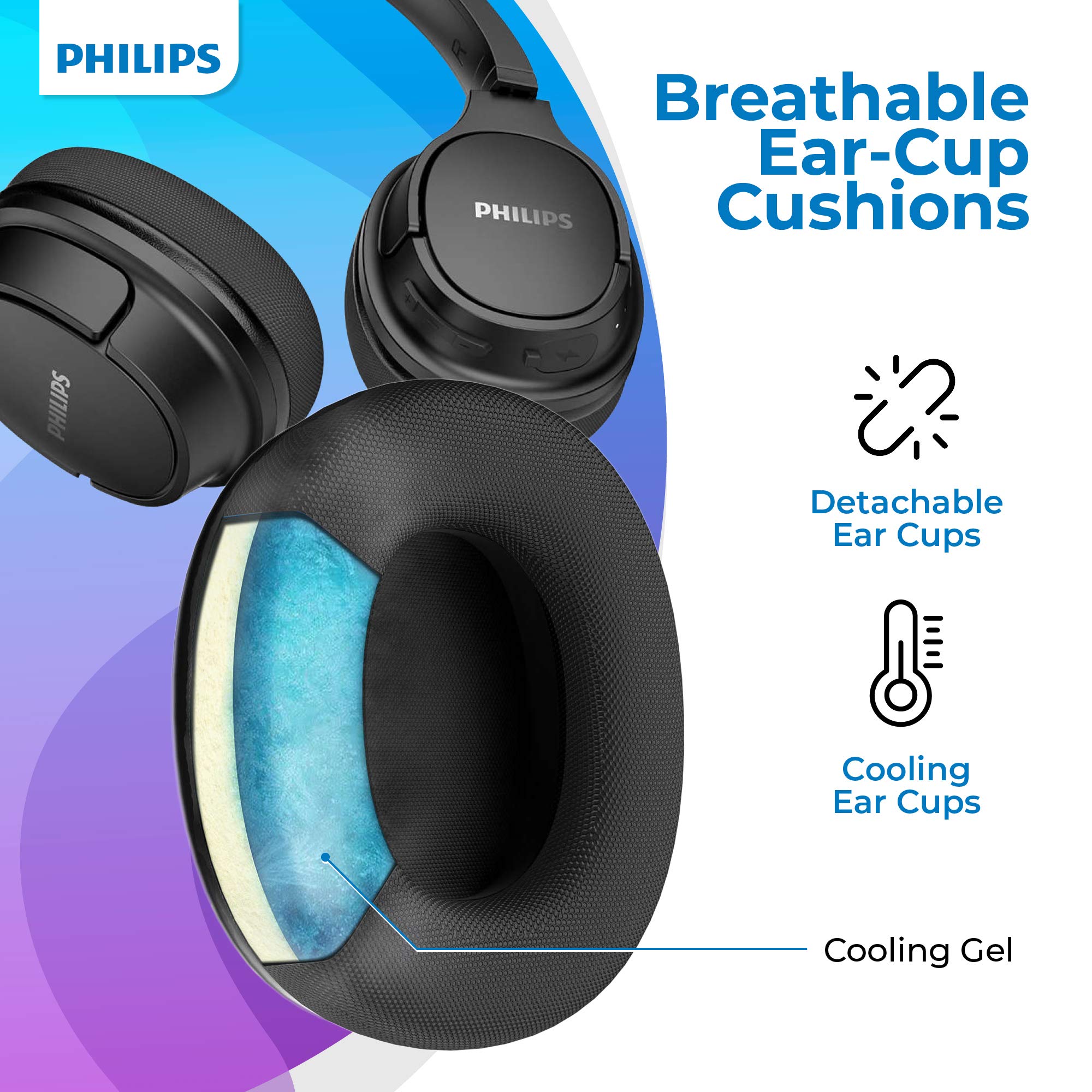 PHILIPS ActionFit SH402 Wireless Bluetooth Headphones - IPX4 Waterproof, 20+ Hours Playtime, Noise Cancelling, Fast Charging, Cool Earcups for Running, Gym, Travel & Work (Black, TASH402BK)