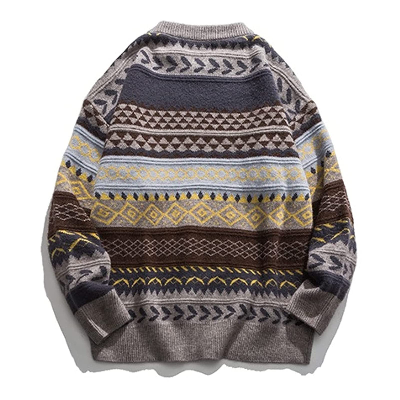 Vintage Striped Women's Oversized Knit Sweater - Fall Winter Pullover Jumper with Contrast Printing | Cozy Casual Wear for Autumn & Winter Outfits
