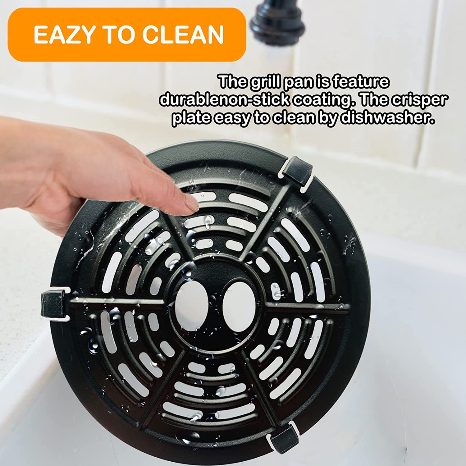 2QT Round Air Fryer Grill Plate for Chefman, Bella & Dash 2 Quart Air Fryers - Nonstick, Dishwasher Safe Crisper Tray & Grill Pan | Perfect for Grilling, Roasting & Crisping Chicken, Vegetables & More