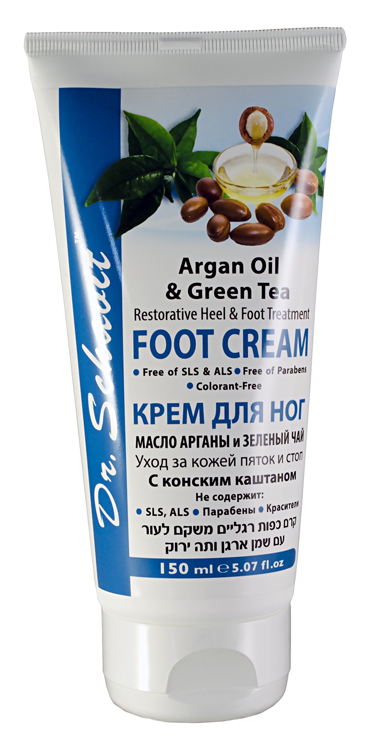 Organic Argan Oil & Green Tea Foot Cream - Deep Moisturizing Heel & Foot Treatment with Horse Chestnut - 5.07 Fl Oz (150ml) - Perfect for Cracked Heels, Dry Feet & Overnight Foot Care