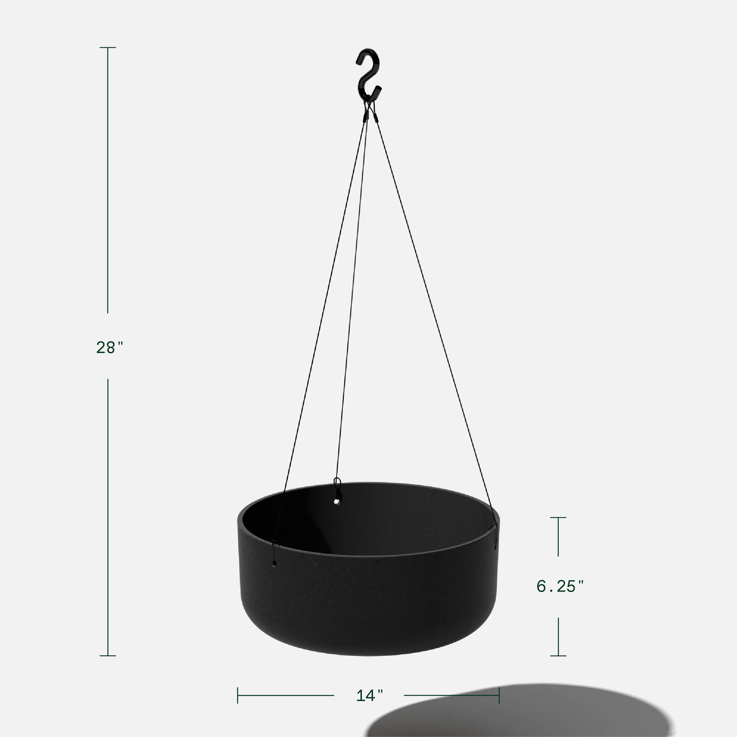 Veradek Mason Series Hanging Kona Bowl Planter - Modern Round Plastic & Concrete Outdoor Planter with Hanging Hook for Flowers, Succulents, Small Plants - Perfect for Balcony, Patio, Garden Decor and Vertical Gardening