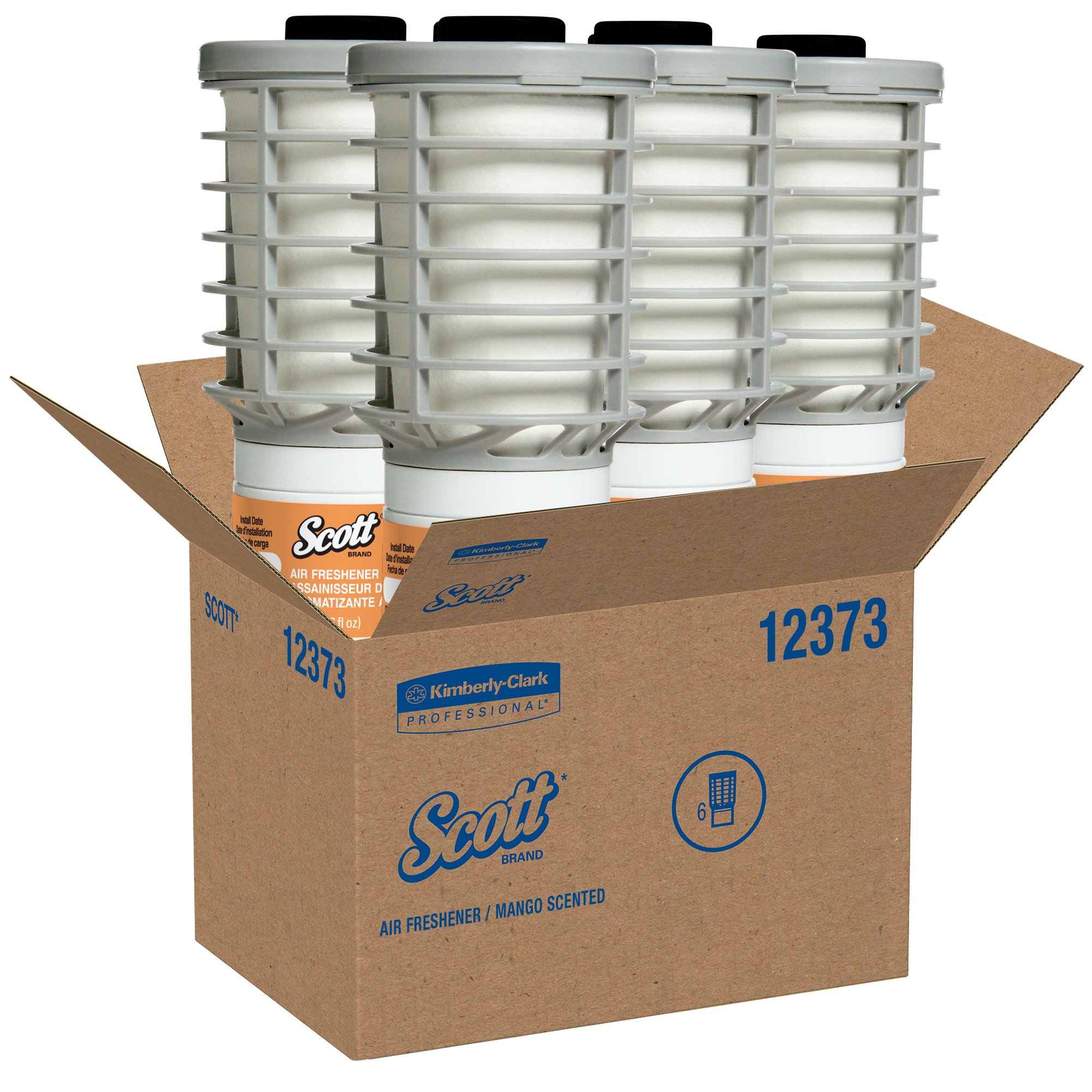 Scott Essential Air Freshener Refill (12373) - Mango Scent, 6-Pack Continuous Release Refills for Automatic Air Fresheners | Home, Office, Car & Bathroom Odor Eliminator