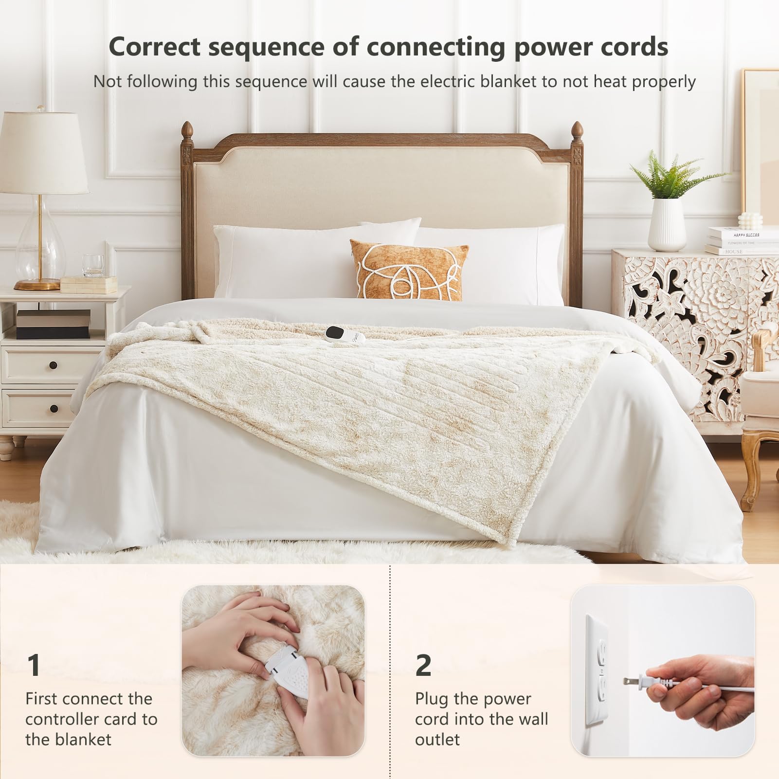 Homemate Electric Heated Blanket Twin Size (62x84 inches) - 5 Heat Settings & 10 Temperature Levels with Auto Shut-Off & Overheat Protection | ETL Certified Luxury Faux Fur Sherpa Heating Blanket | Perfect for Winter Nights, Bedroom Comfort & Cold Weather Relaxation