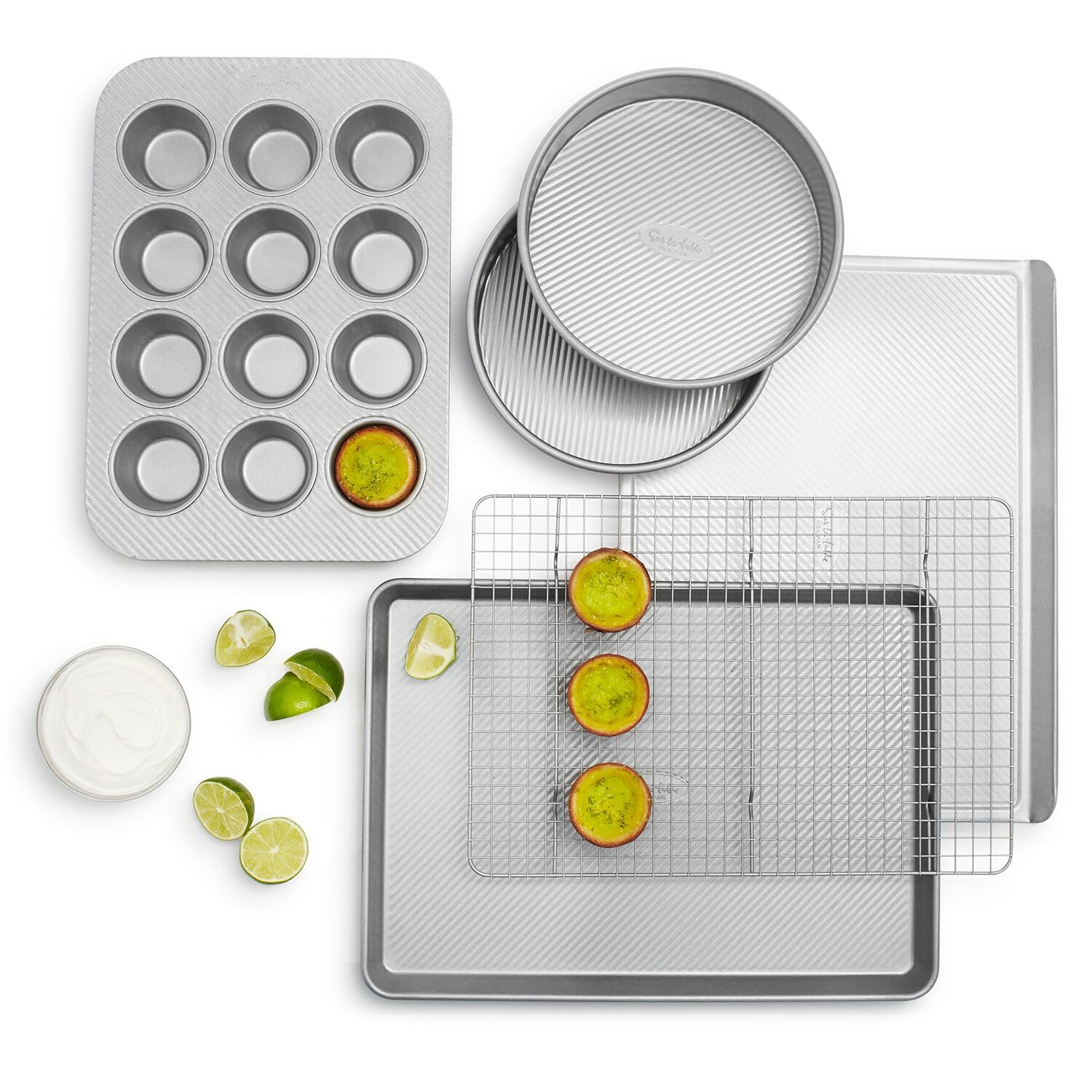 Premium Sur La Table Platinum Pro Bakeware Set - 6-Piece Nonstick Gray Baking Pans for Cakes, Cookies & Bread | Perfect for Home Bakers & Professional Chefs