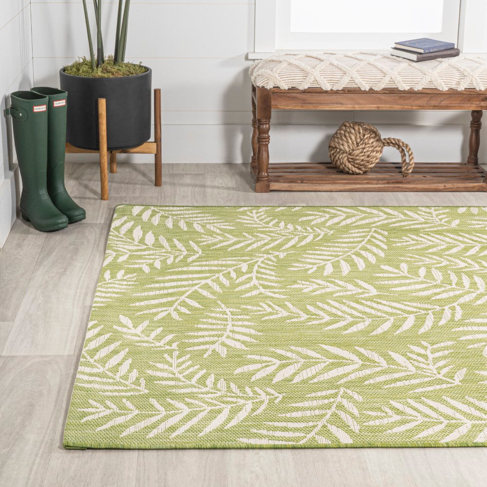 Nevis Palm Frond Indoor Outdoor Area Rug - Natural Fiber Floor Mat for Living Room, Bedroom, Patio & Beach House Decor