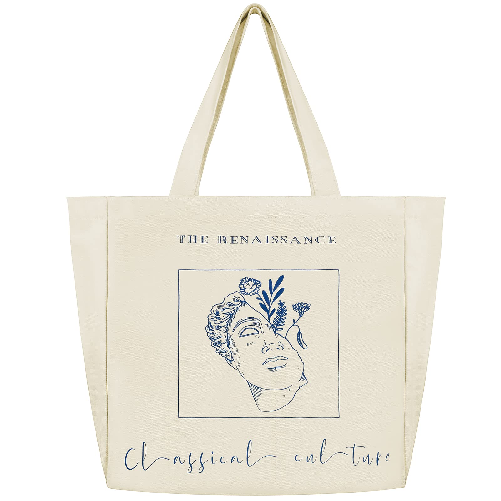 Eco-Friendly Large Canvas Tote Bag with Inner Pocket - Reusable Grocery Shopping Bag for Women, Girls (Perfect for Shopping, Beach, Work & Travel)