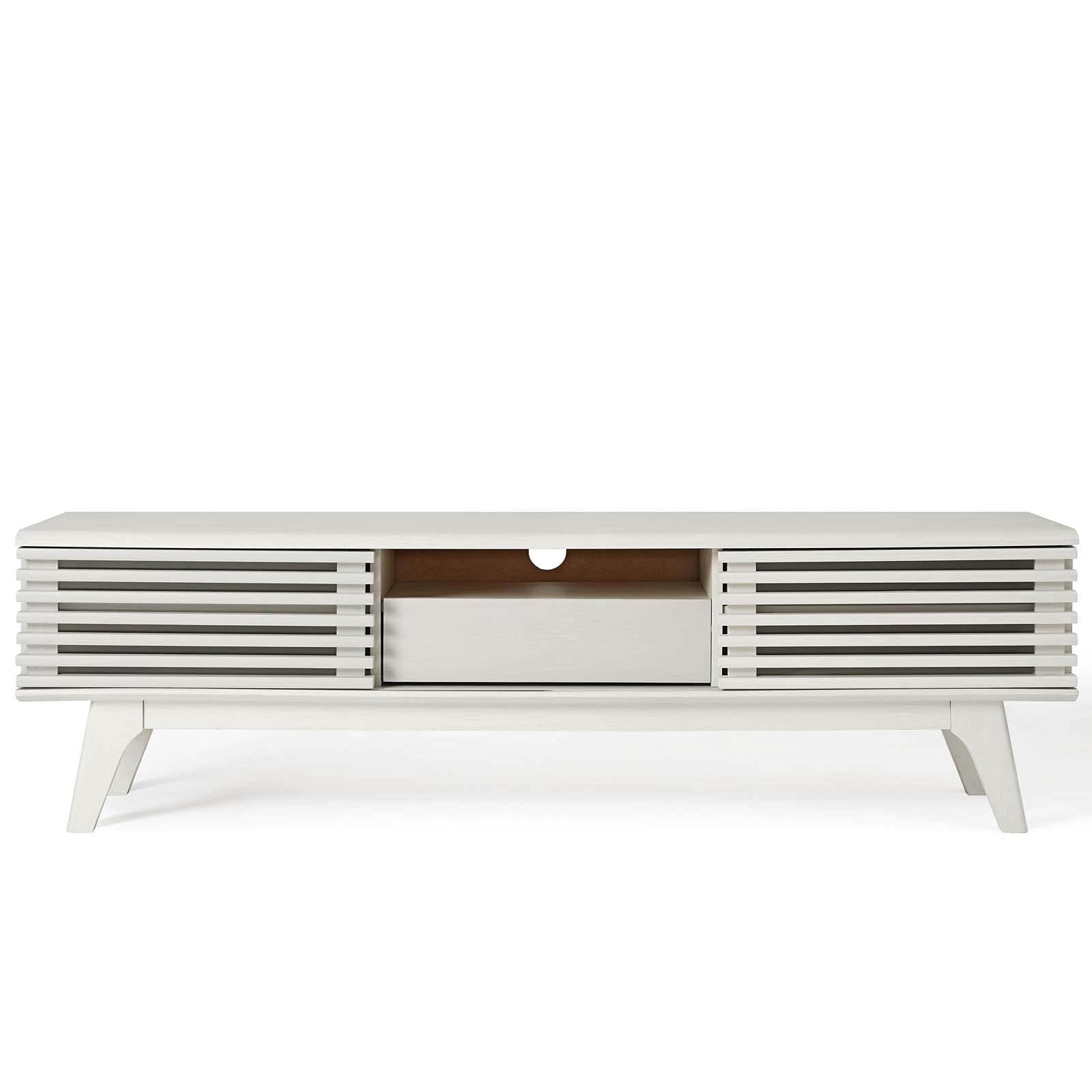 Modern White Wood TV Stand Console Table - Contemporary Media Entertainment Center for Living Room, Lounge, Hotel Lobby & Hospitality Spaces