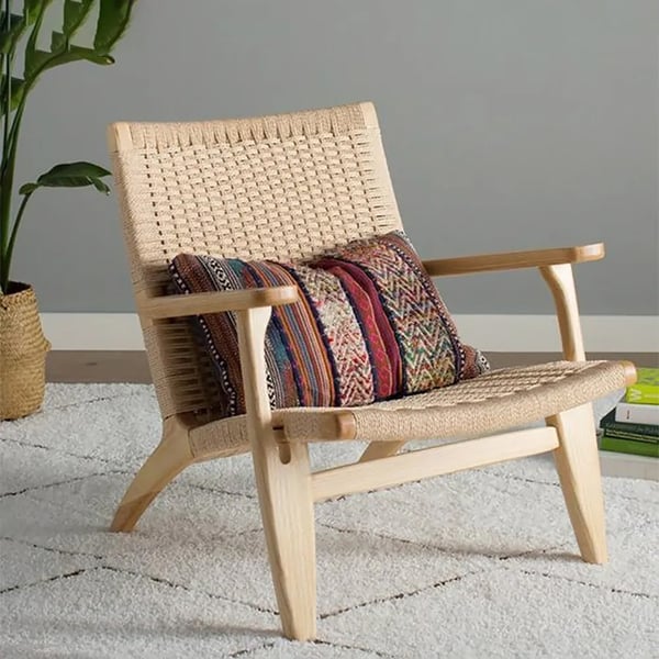 Modern Danish Design Coastal Lounge Chair - Japandi Outdoor Patio Armchair by Hans Wegner | Perfect for Beach Houses, Poolside Relaxation & Scandinavian-Inspired Gardens