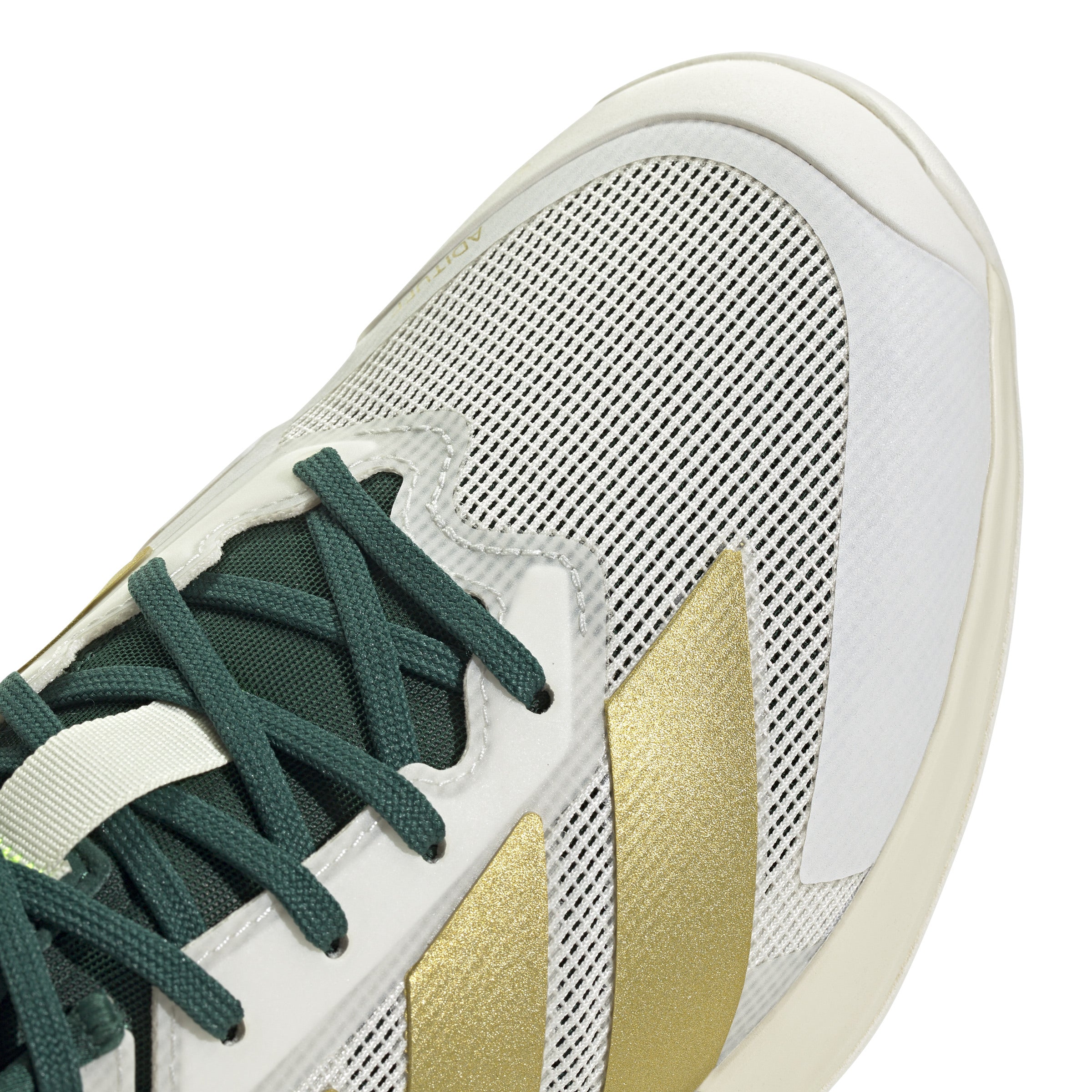 Adidas Adizero Ubersonic 5 Men's Tennis Shoes - White/Gold/Green | Lightweight Performance Court Shoes for Competitive Play & Training | Perfect for Hard Court Matches & Daily Practice
