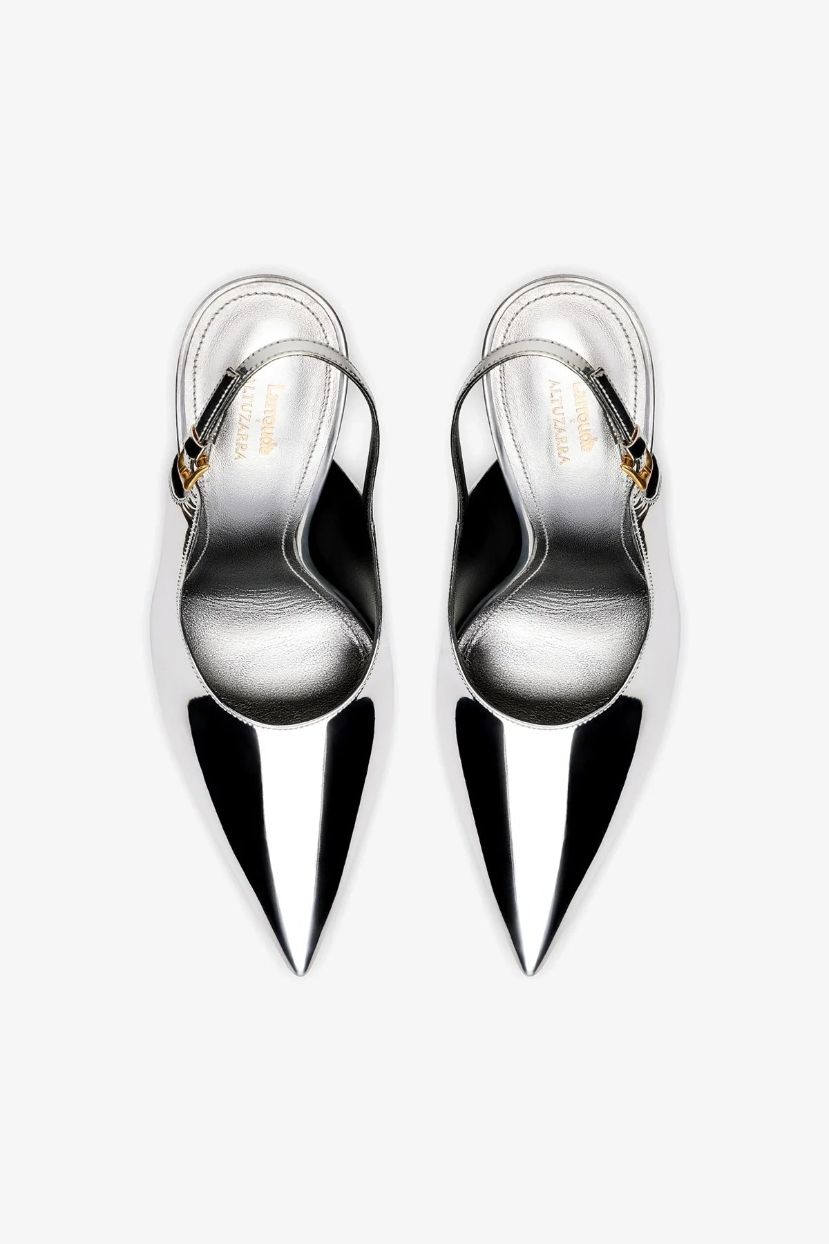 Larroudé x Altuzarra Silver Specchio Pump - Women's Elegant High Heels for Parties, Weddings & Special Occasions