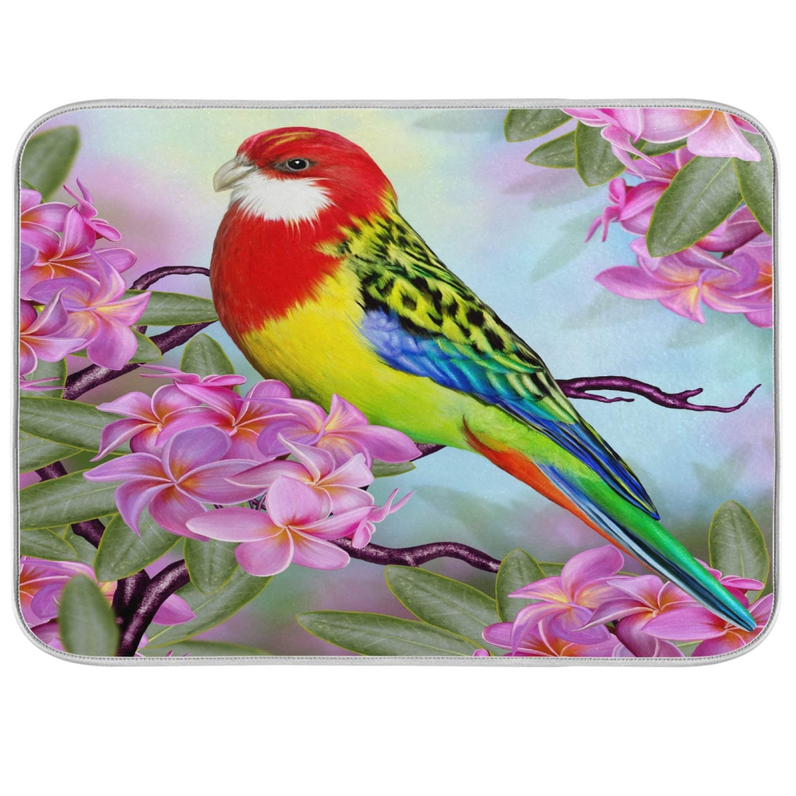 Floral Dish Drying Mat - Absorbent Microfiber for Kitchen Counter | Home Decor & Tableware Protection