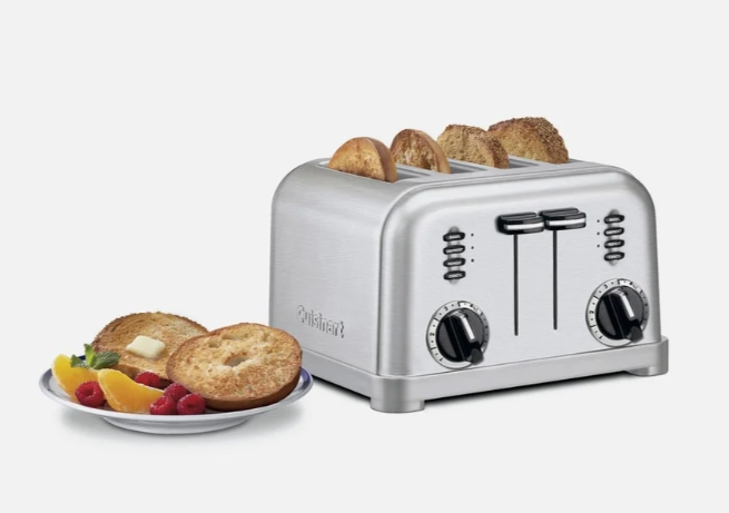 4 Slice Stainless Steel Toaster - Retro Design, Extra-Wide Slots for Bagels & Thick Bread - Perfect for Breakfast & Kitchen Countertop Decor