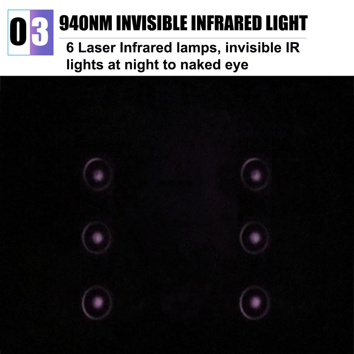 6-LEDs 940nm Laser IR Illuminator with 30° Beam Angle - IP65 Waterproof Infrared Flood Light for Outdoor Security Cameras | Night Vision Enhancement for Home Surveillance, Parking Lots & Perimeter Protection (Compatible with 12mm Lens)