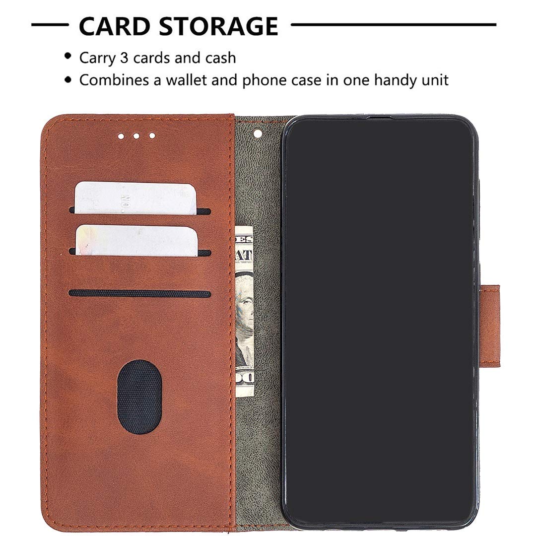Premium Ultra Slim PU Leather Wallet Case for Samsung Galaxy A50 - Credit Card Holder with Kickstand Function | Solid Color Protective Phone Cover for Daily Use, Travel & Business Meetings