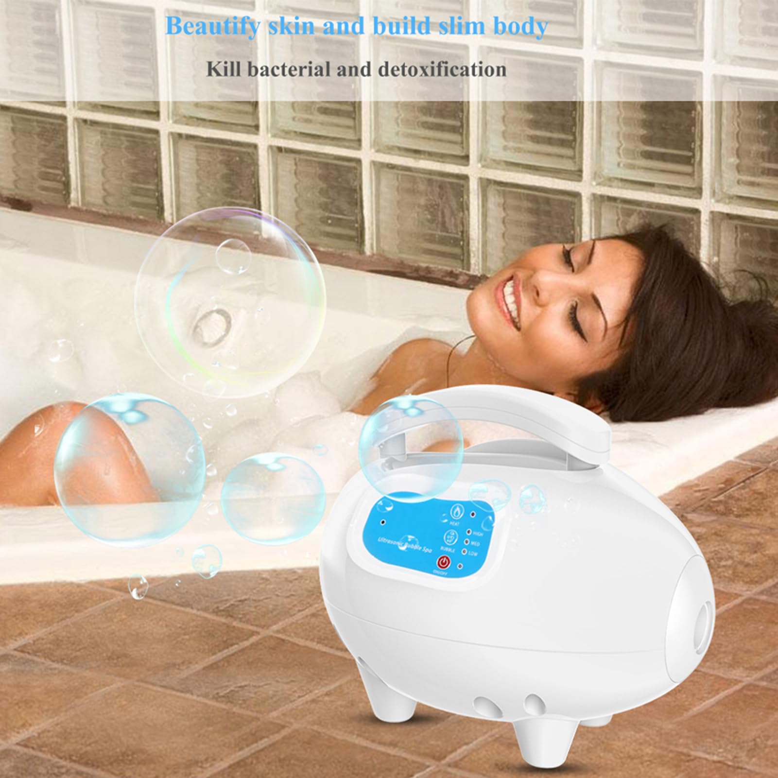 Adjustable Bubble Bath Mat Tub Spa Massager with Air Hose - Non-Slip Design, US Plug (110V AC, 100-120V) - Perfect for Relaxation, Hydrotherapy & Home Spa Experience