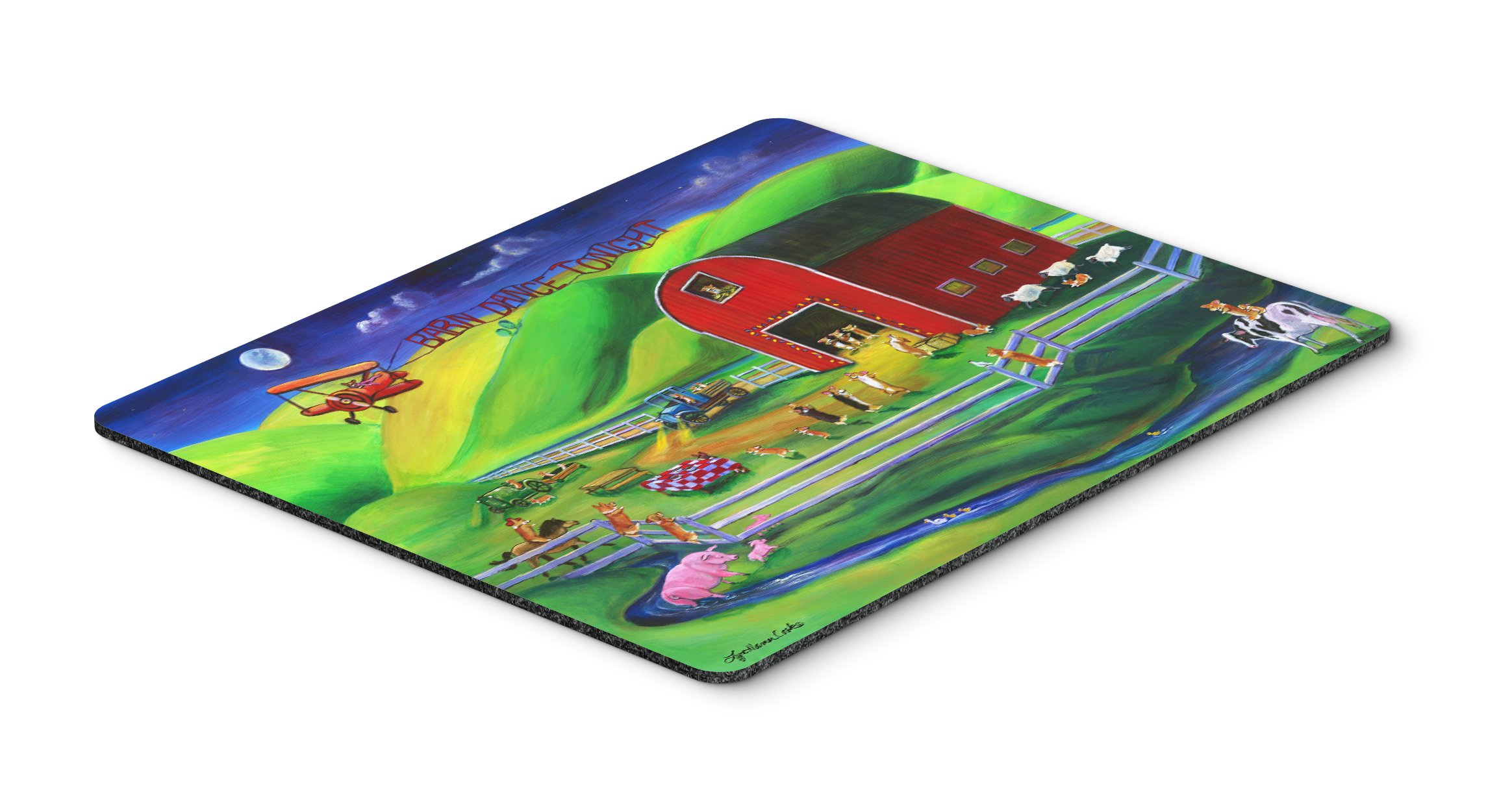Corgi Barn Dance Mouse Pad - Large Washable Non-Slip Desk Mat for Home Office, Gaming & Computer Work | Hot Pad & Trivet for Kitchen | Caroline's Treasures 7404MP