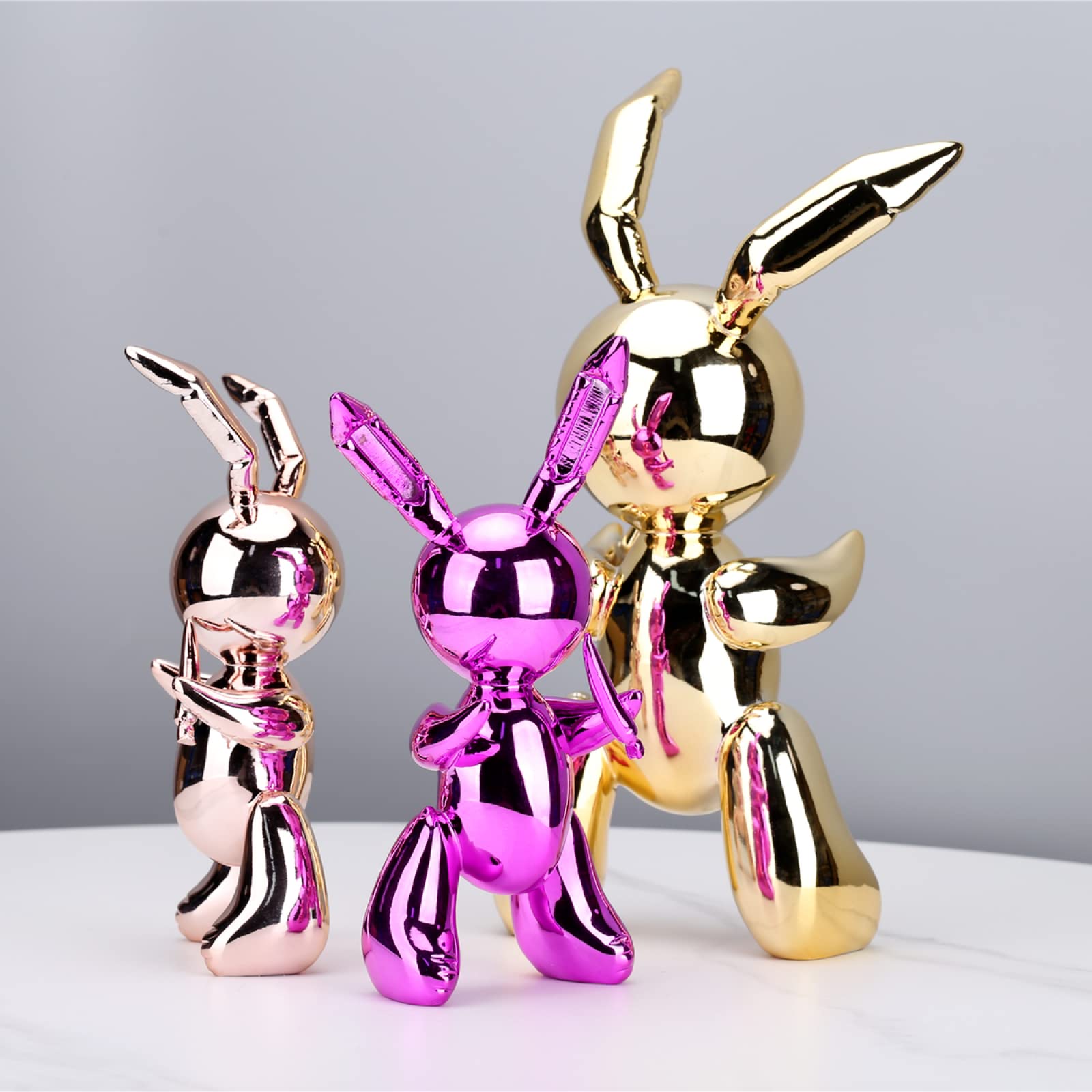 Cute Balloon Rabbit Animal Statue - 35Cm Gold Resin Sculpture for Home Decor | Perfect for Living Room, Bedroom & Gift Giving