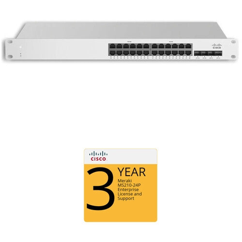 Cisco MS225 24-Port Gigabit Ethernet Access Switch with 3-Year Enterprise License & Support - Ideal for Business Networks, Office Connectivity & Data Center Deployments