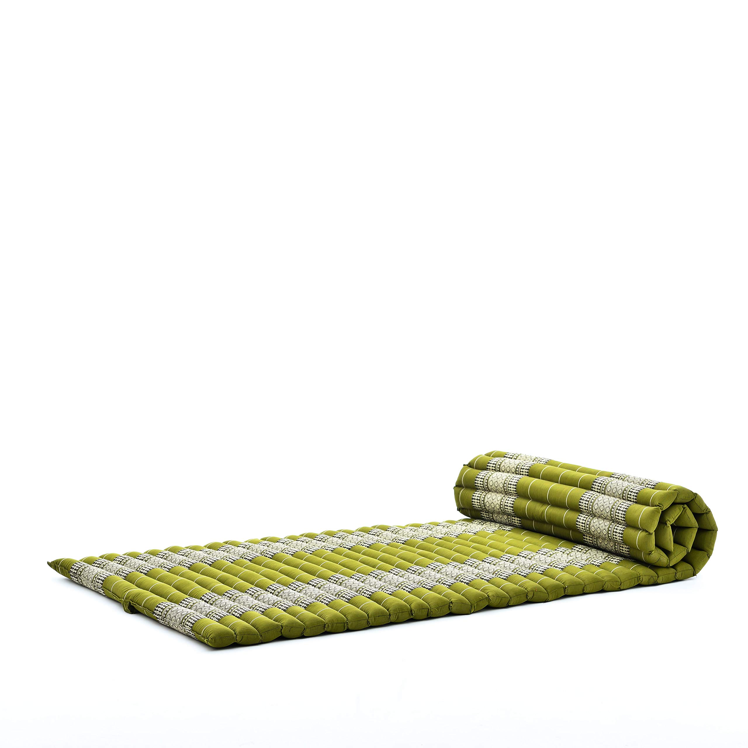 Leewadee Foldable Floor Mattress - Japanese Roll Up Futon & Trifold Tatami Mat - Guest Floor Bed & Camping Mattress - Kapok Filled Thai Massage Mat 75