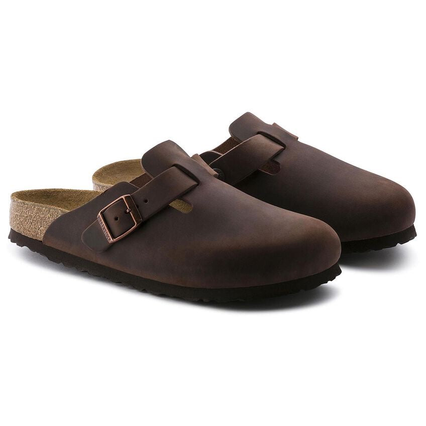 Women's Boston Soft Footbed Oiled Leather Clogs - Comfortable Slip-On Shoes for Women (Habana Brown) | Perfect for Nurses, Teachers & Healthcare Workers