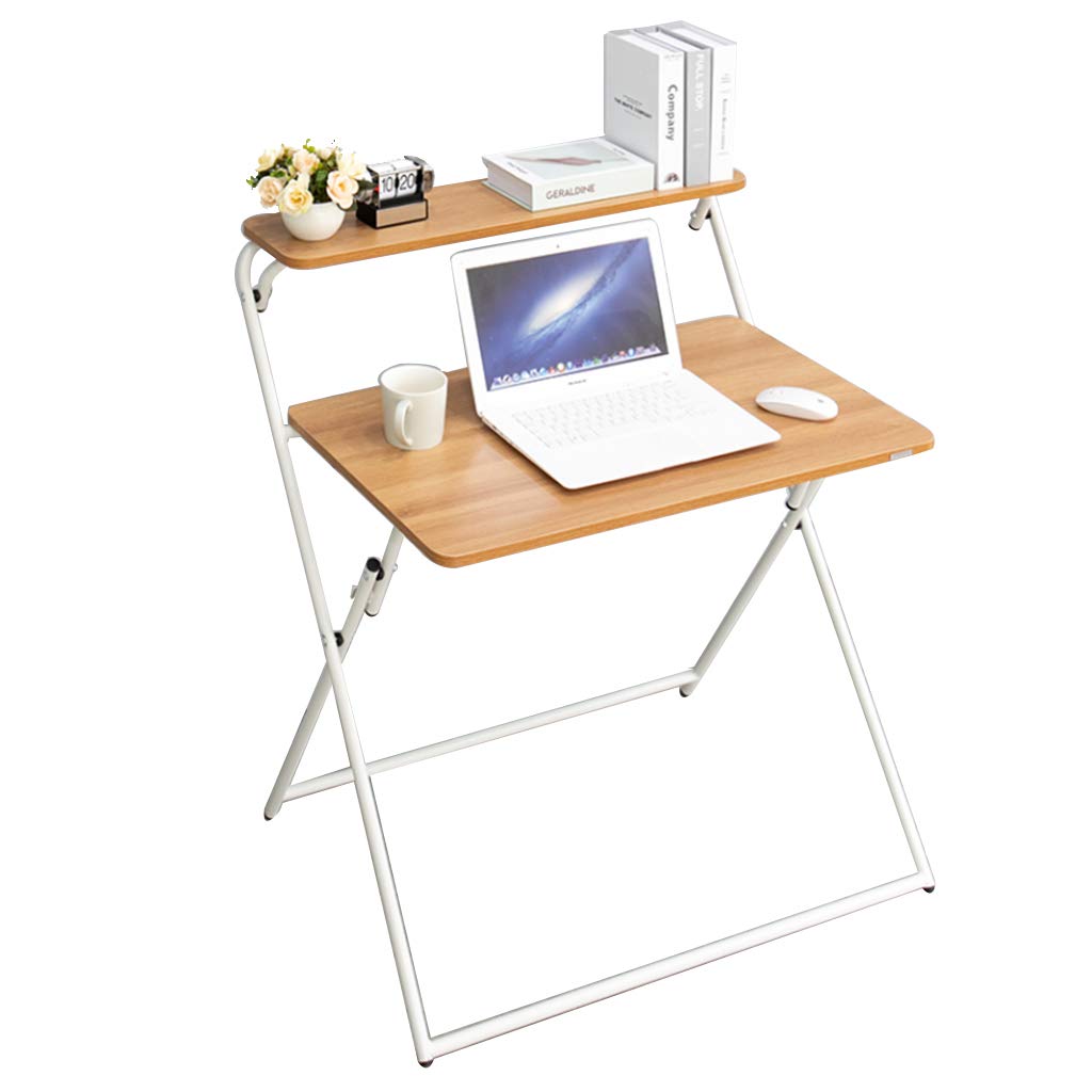 Double-Layer Computer Desk - Foldable Laptop Table for Home Office, Student Dorm & Small Spaces | Sturdy Writing Desk with Easy Assembly (Model 804896CM) | Perfect for Remote Work, Online Classes & Compact Living Areas