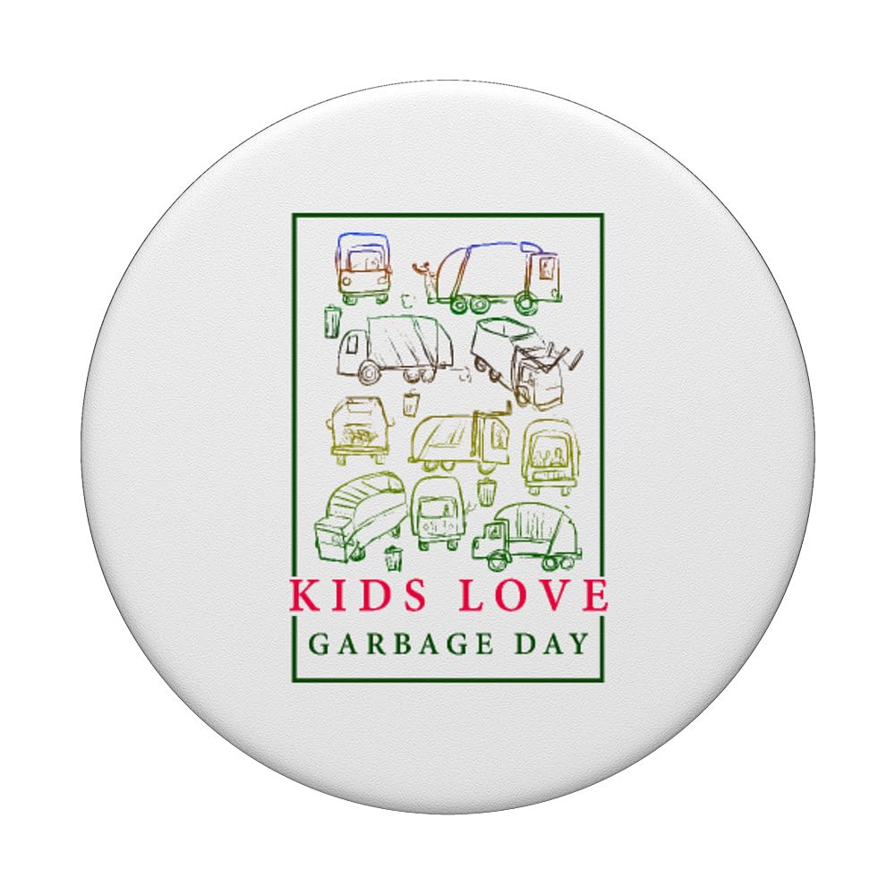 Recycling Day Garbage Truck Driver Kids PopSockets PopGrip - Fun Dustman Design for Phone & Tablet Accessories | Perfect for Kids Who Love Trucks & Recycling