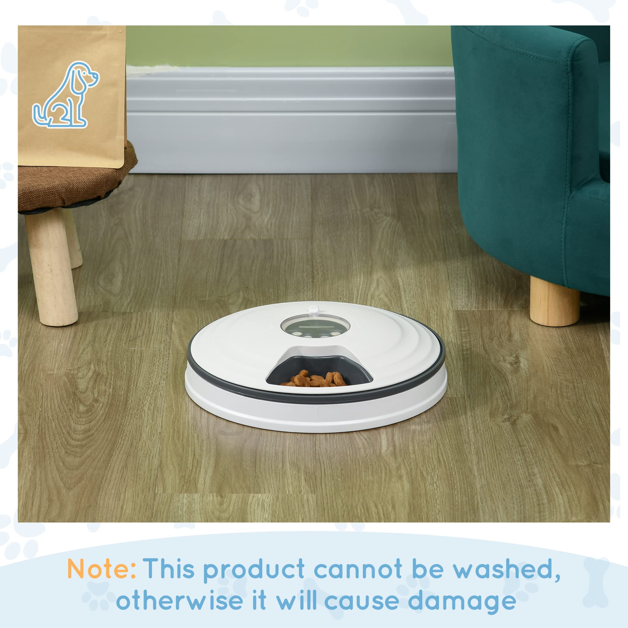 Automatic Pet Feeder for Dogs & Cats - Digital Timer, 6-Meal Dispenser - Perfect for Home, Travel & Busy Pet Owners