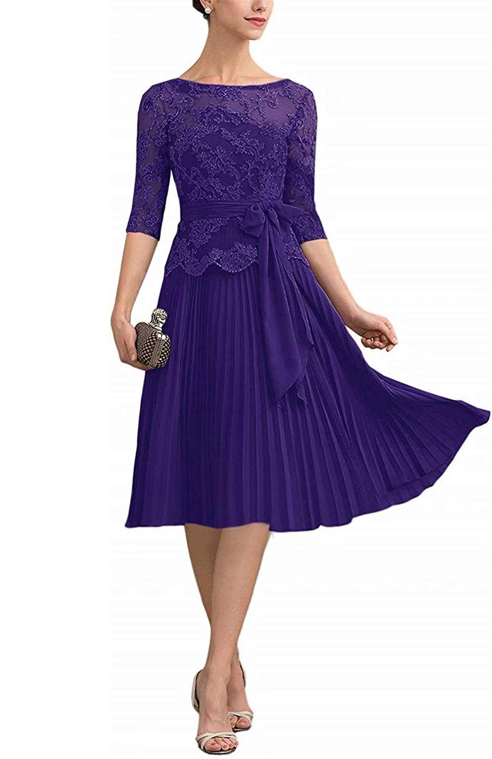 Elegant Short Sleeve Lace Applique Mother of The Bride Dress - Perfect for Wedding Ceremonies, Prom Nights & Special Occasions