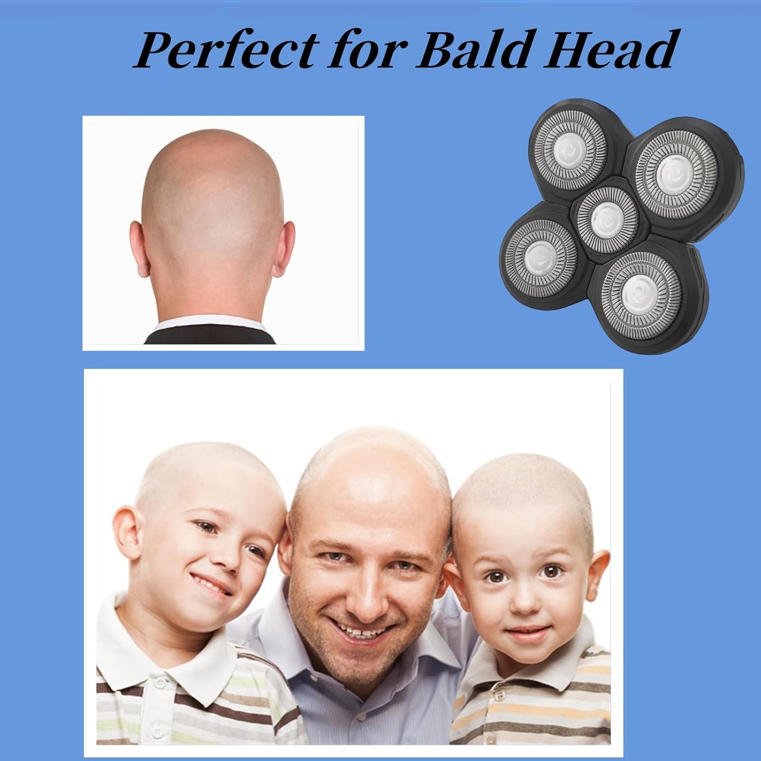 Groomi Baldie Pro Head Shaver Replacement Blades - 2 Pack OEM Compatible Blades for Men's Head Shaving - Perfect for Smooth Bald Head Maintenance at Home or Travel