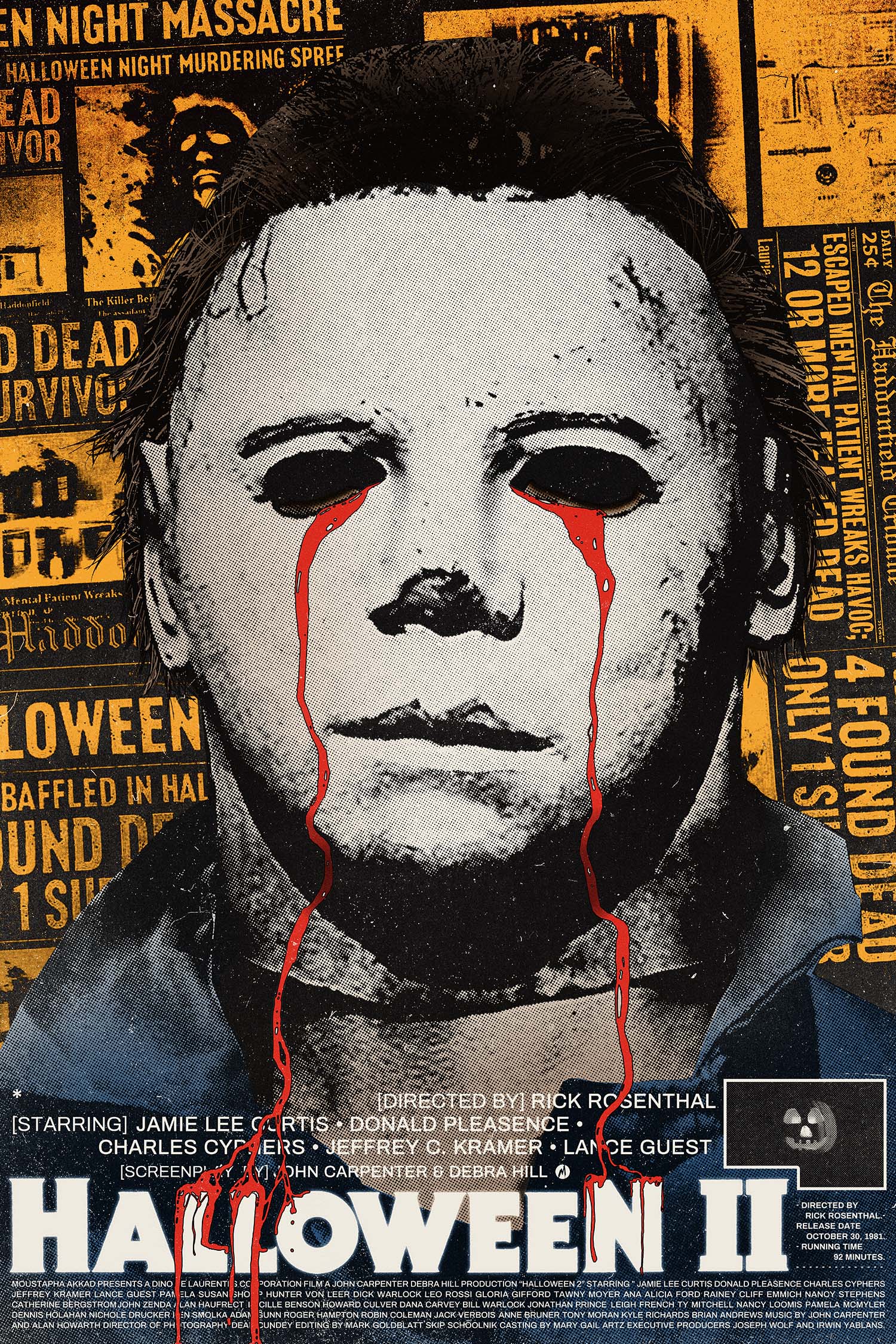 Halloween II Movie Poster - Classic Horror Film Wall Art for Halloween Decor, Movie Room & Themed Parties