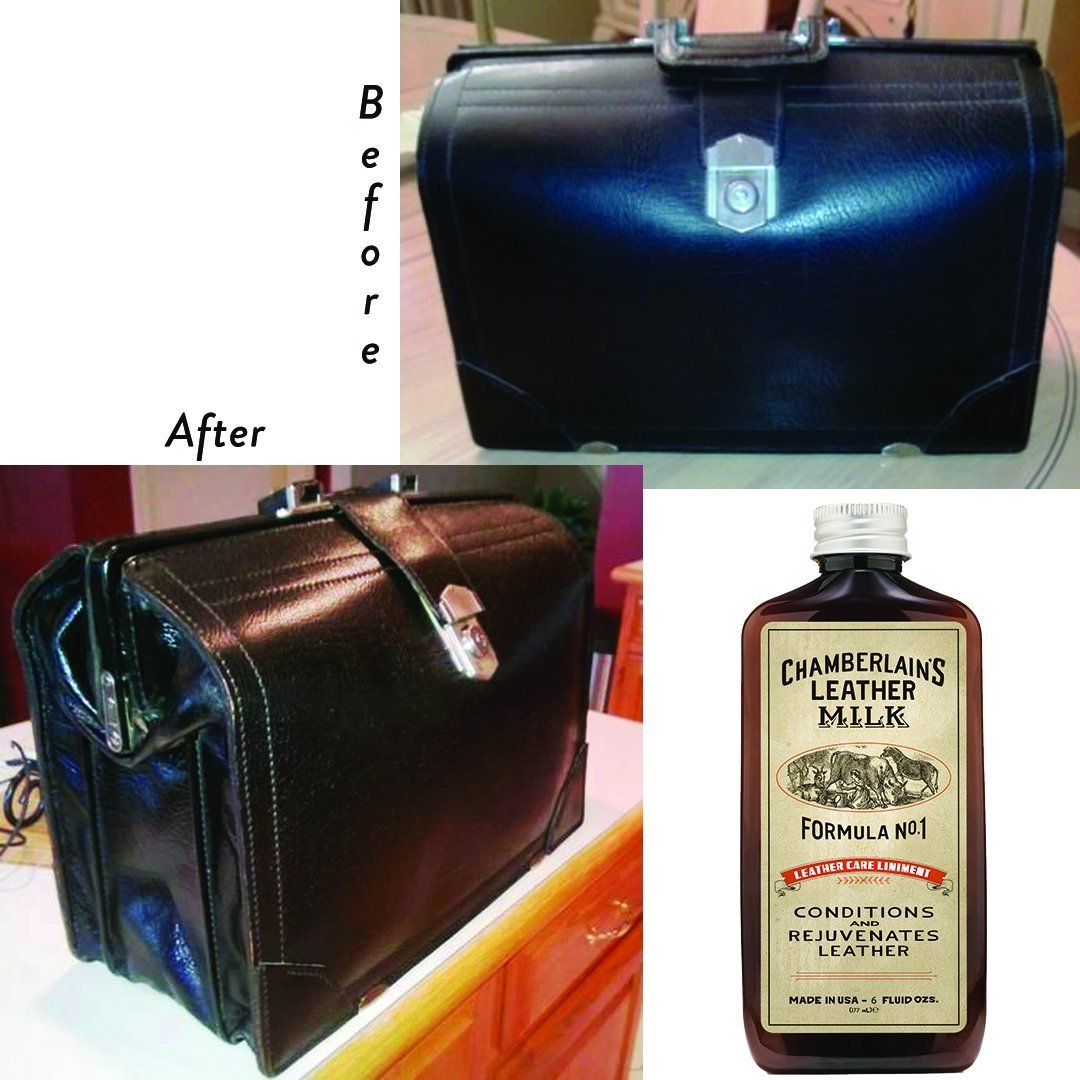 Chamberlains Leather Milk Cleaner & Conditioner Kit - No.1 Conditioner & No.2 Cleaner (2x12oz) with 2 Premium Restoration Pads | Leather Care for Furniture, Car Seats, Bags & Jackets | Deep Cleaning & Protection