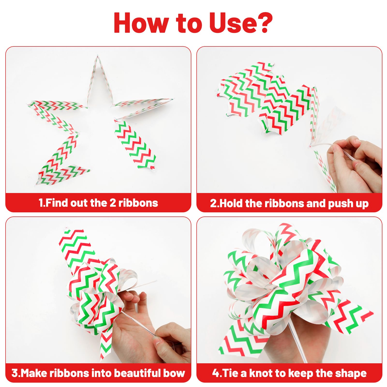 KINGLAKE 24PCS Christmas Pull Bows - 5” Gift Wrapping Bows for Trees & Presents | Holiday Decor
