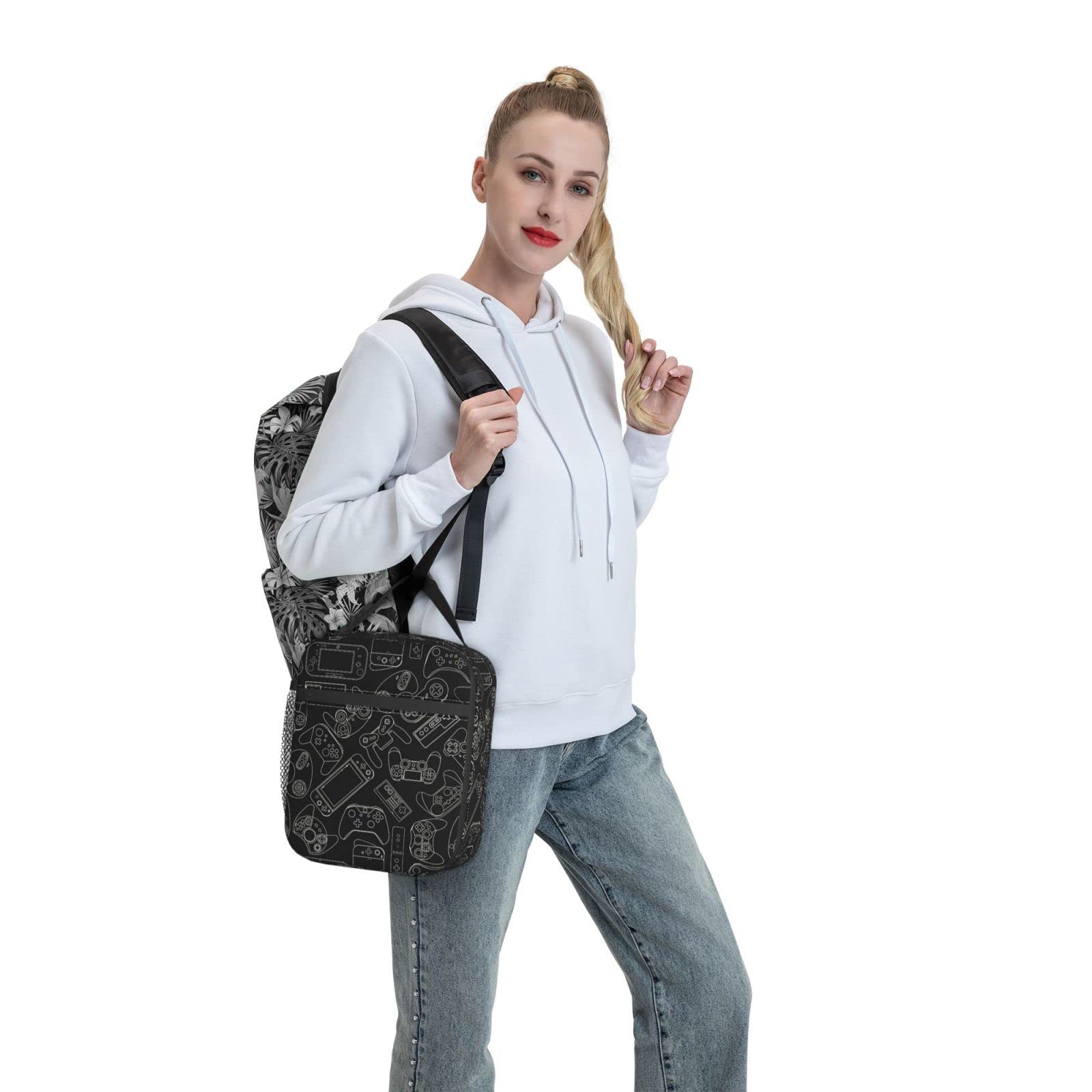 Insulated Reusable Gaming Lunch Bag with Zipper - Portable Video Game Controller Design Lunch Box for Men & Women - Perfect for Picnic, Beach, Work, and School