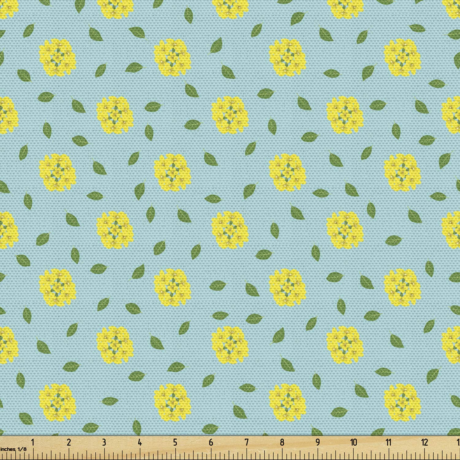 Ambesonne Spring Fabric - Minimal Leaves Floral Print for Upholstery, Home Decor - 10 Yards