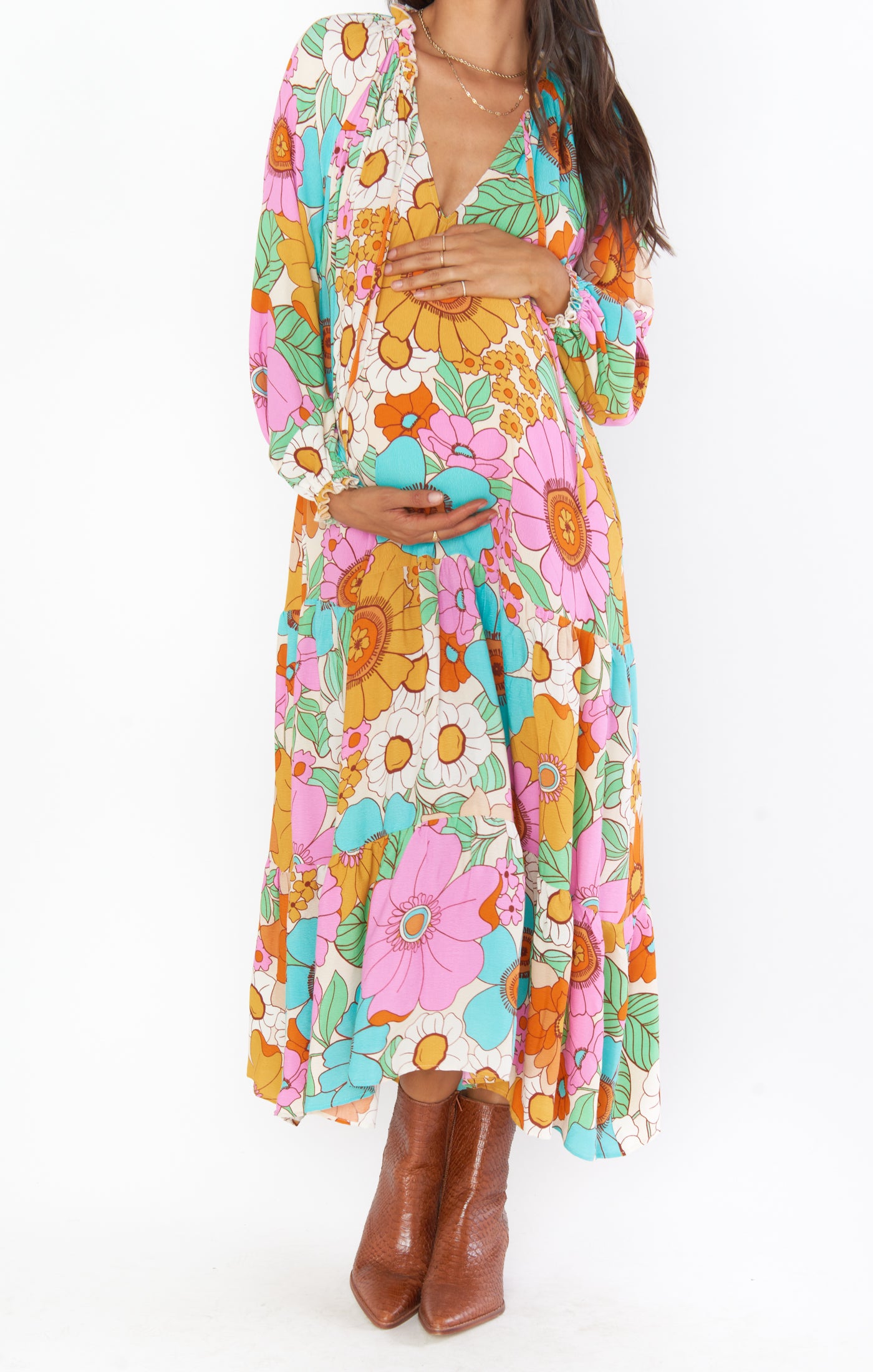 Birdie Maxi Dress Floral Print - Women's Summer Boho Flowy Dress for Beach, Vacation & Outdoor Events
