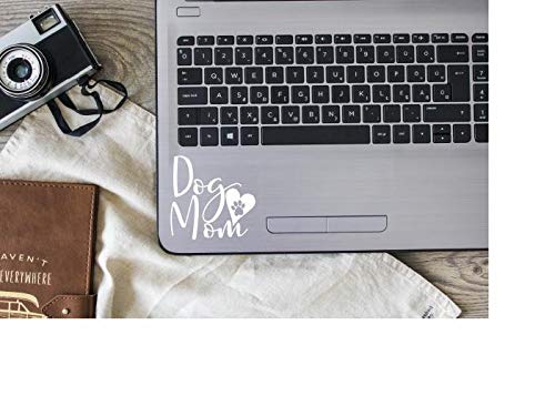 Dog Mom Heart Paw Decal - White 4.5x4.5 Inch - Made in USA by Foxtail Decals - Perfect for Car Windows, Laptops, Water Bottles & More - Cute Pet Lover Gift & Home Decor