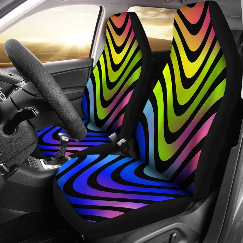 Stylish Abstract Rainbow Car Seat Covers - Universal Fit for Cars, Trucks & SUVs - Waterproof & Non-Slip Protection - Perfect for Daily Commutes, Road Trips & Family Travel