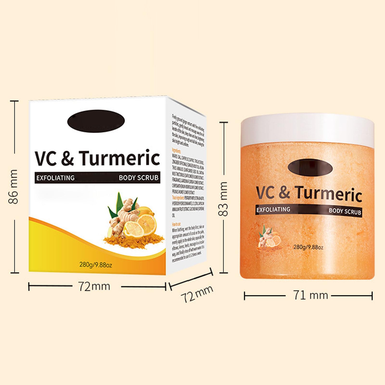 Vitamin C & Turmeric Glow Salt Body Scrub - Exfoliating & Brightening Skin Care for Dry & Dull Skin - 2 Pack for Spa & Home Use