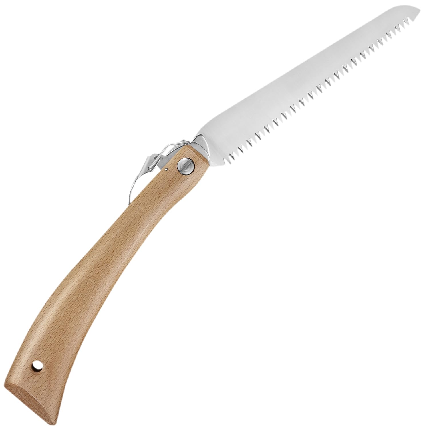 Opinel No.12 Folding Saw - Carbon Steel Pruning Saw with Beechwood Handle for Gardening, Camping & Outdoor Activities | Compact Folding Design for Tree Trimming, Bushcraft & Woodworking