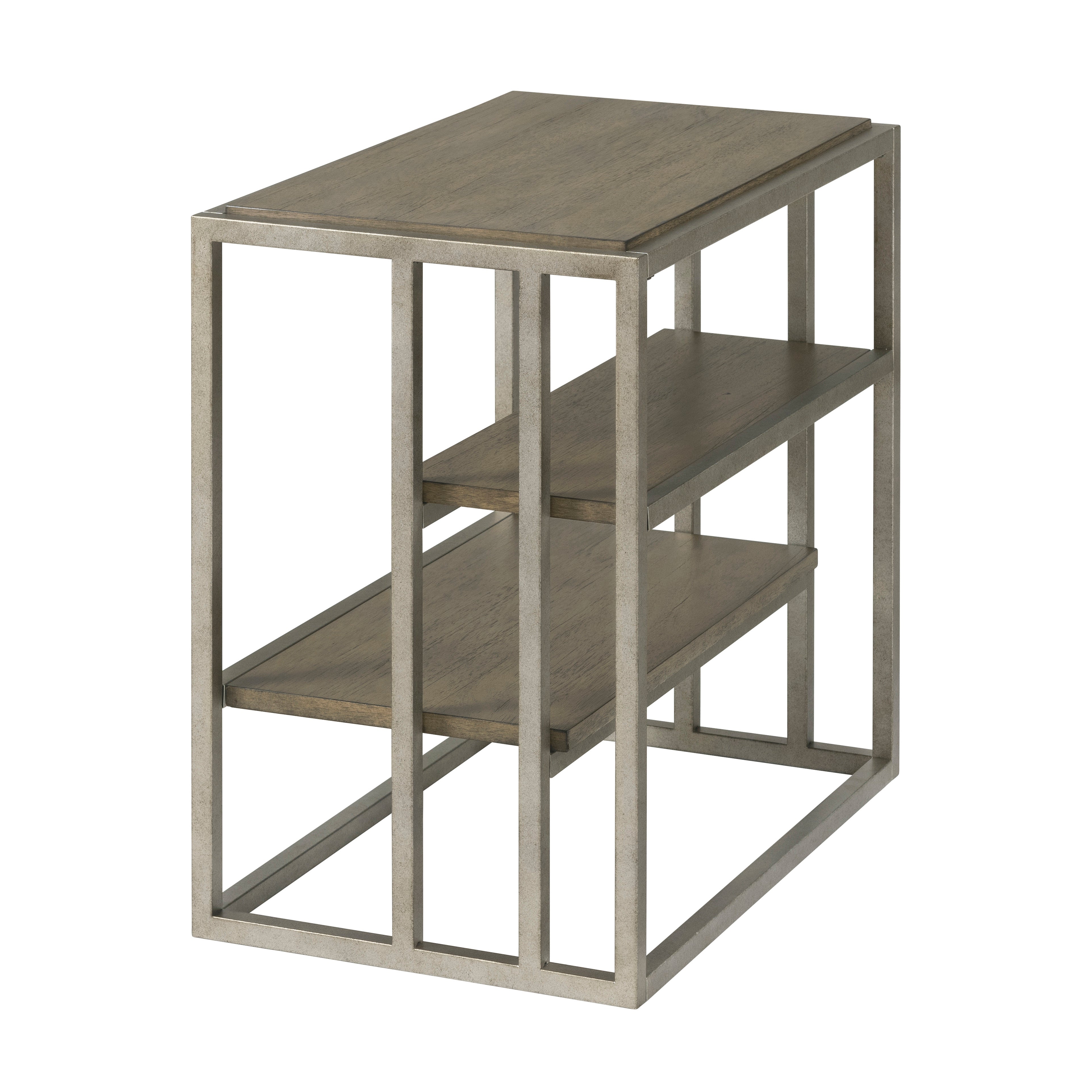 Roundhill Furniture Padena Metal Frame Wood Living Room Side Table with Shelf - Stylish End Table for Sofa, Bedroom, or Office Use