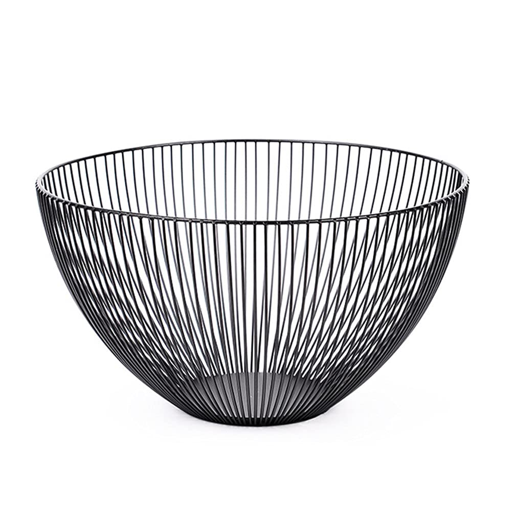 RemeeHi Decorative Round Black Fruit Basket - Stylish Kitchen Countertop Bowl for Fruits & Vegetables | Perfect for Dining Tables, Kitchen Islands & Home Decor
