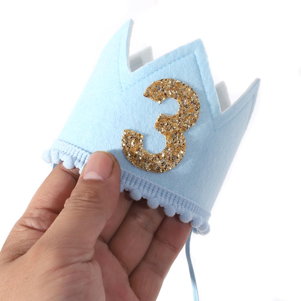 Baby Boys Birthday Crown - Blue Felt Birthday Hat for Kids | 1st Birthday Party, Photo Props, Baby Shower Decorations