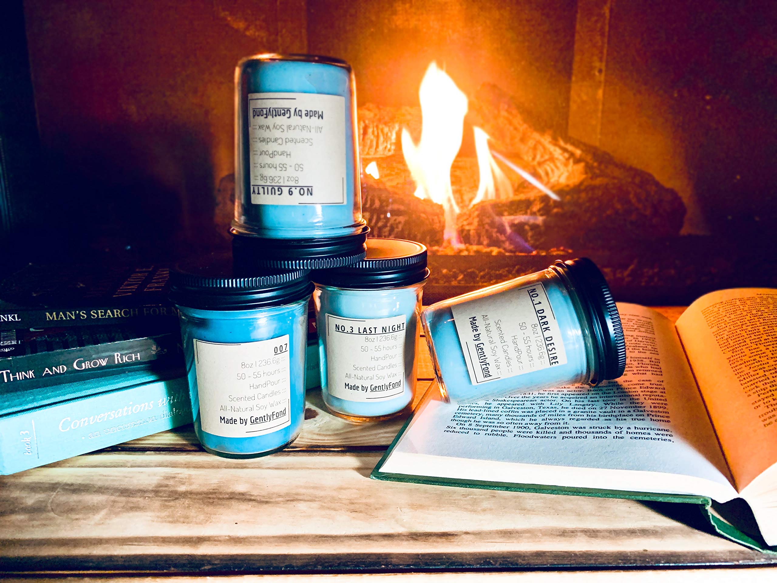 GentlyFond Natural Soy Hand-Poured Men's Fragrance Wooden Wick Candle - Dark Desire Scent | Long-Lasting Aromatherapy for Home, Office & Romantic Nights