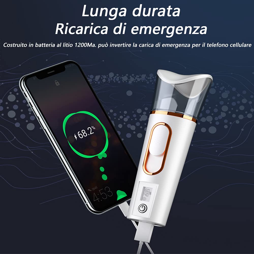 Portable Nano Mist Sprayer with Skin Moisture Analyzer - Large Capacity Facial Atomizer for Hydration & Moisturizing | Perfect for Travel, Eyelash Extensions & Daily Skincare Routine