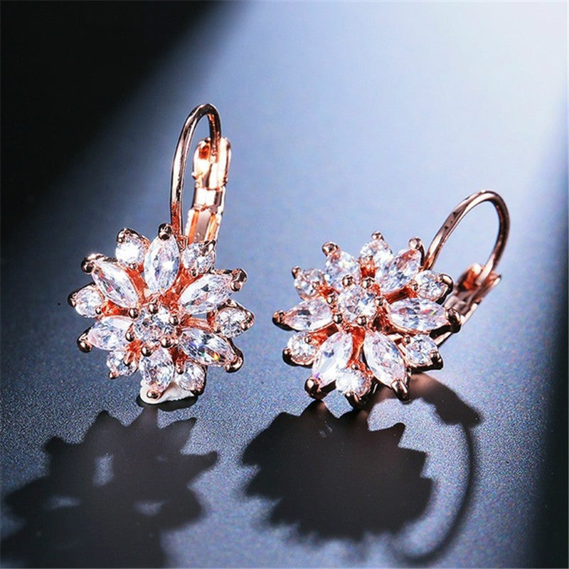 Stylish Rhinestone Sunflower Earrings for Women - Trendy Dangle Drop Ear Jewelry - Perfect for Parties, Weddings & Everyday Wear