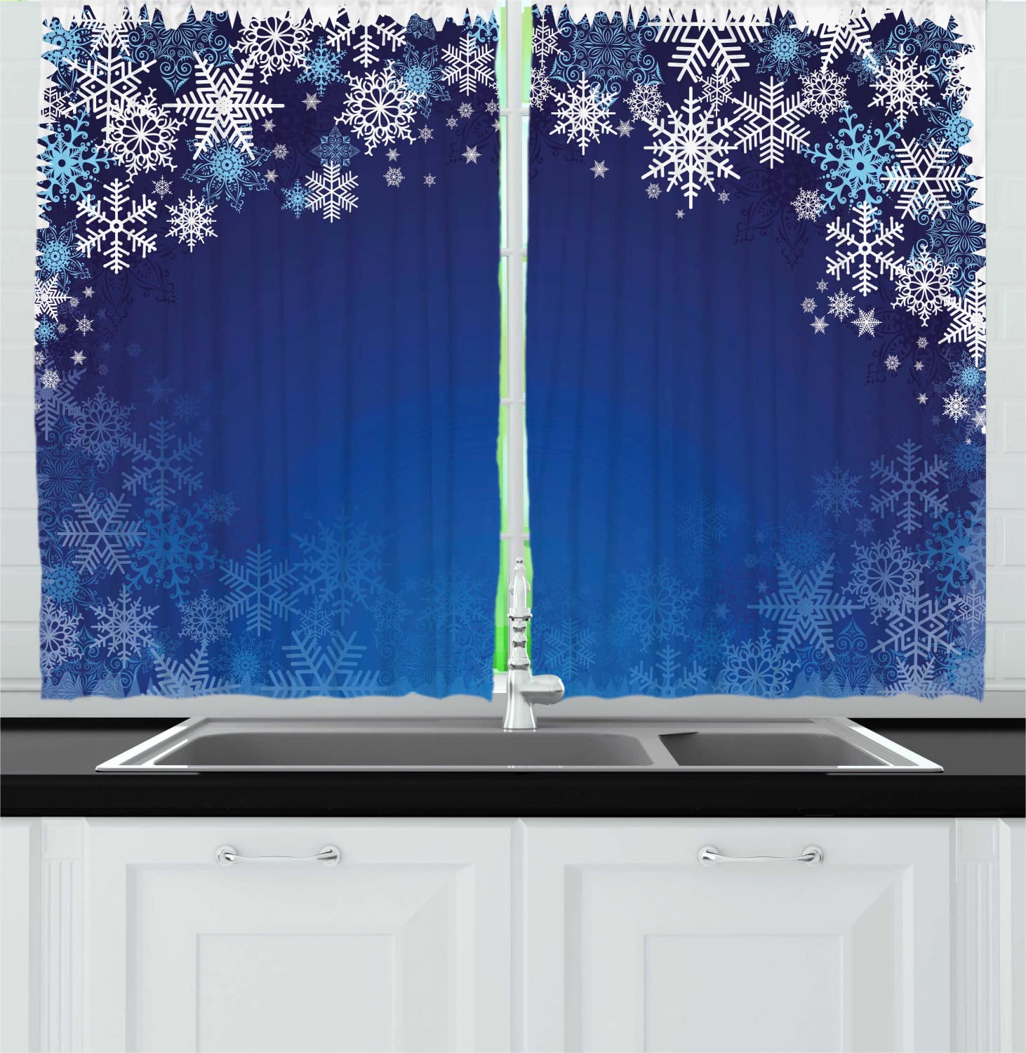 Ambesonne Christmas Kitchen Curtains - 2 Panels, 55