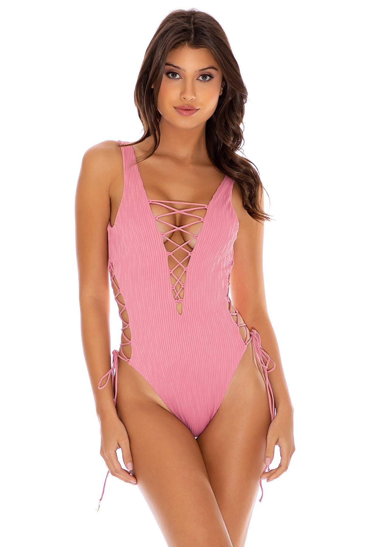 Luli Fama River Dance Open Side One Piece Bodysuit - Sexy Swimwear for Women, Perfect for Beach Vacations & Pool Parties