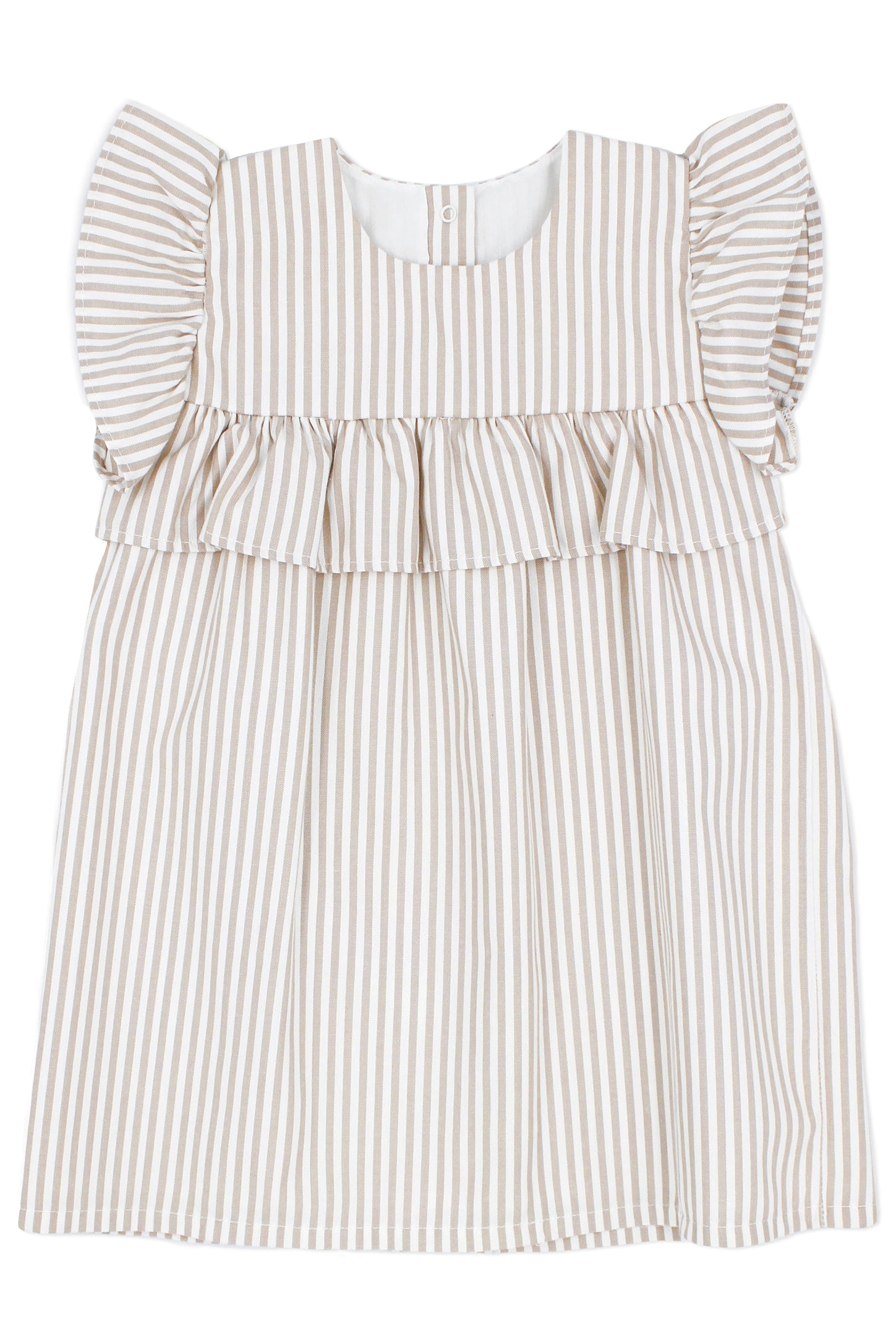 Faith Beige Stripe Dress - Women's Casual Summer Flowy Midi Dress with Pockets | Perfect for Beach, Vacation, and Everyday Wear