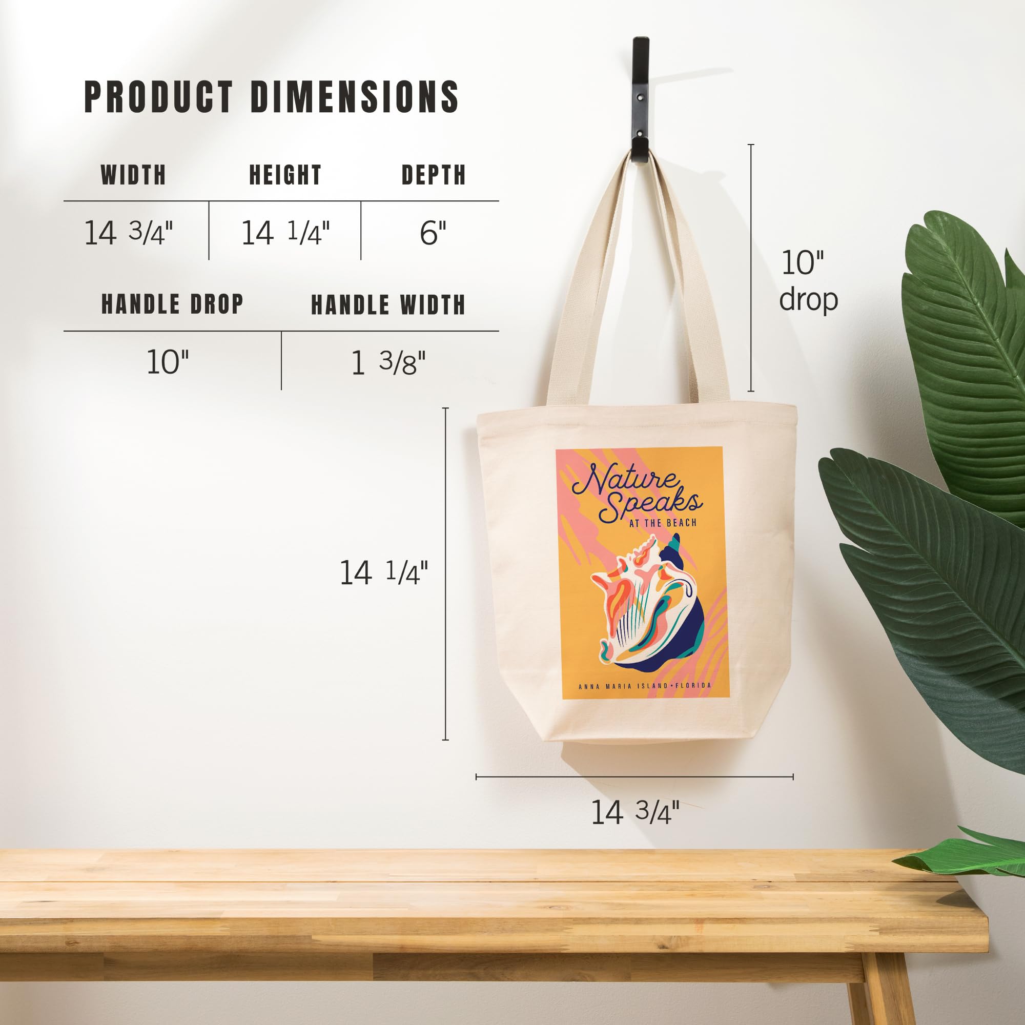 Lantern Press Anna Maria Island Florida Beach Bliss Collection - 100% Cotton Canvas Reusable Tote Bag with Beach Shell Design | Perfect for Grocery Shopping, Beach Trips & Eco-Friendly Lifestyle