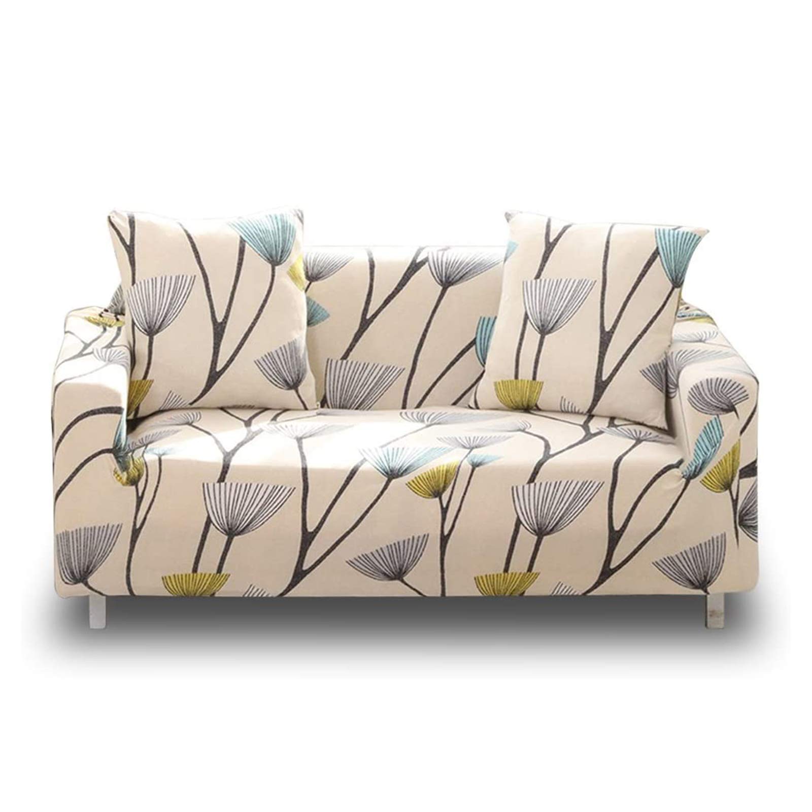 Lamberia Stretch Sofa Slipcover for 3-Seater Couch - Printed Dandelion Design with 2 Free Pillow Covers | Durable, Washable Couch Cover for Living Room, Apartment & Home Decor